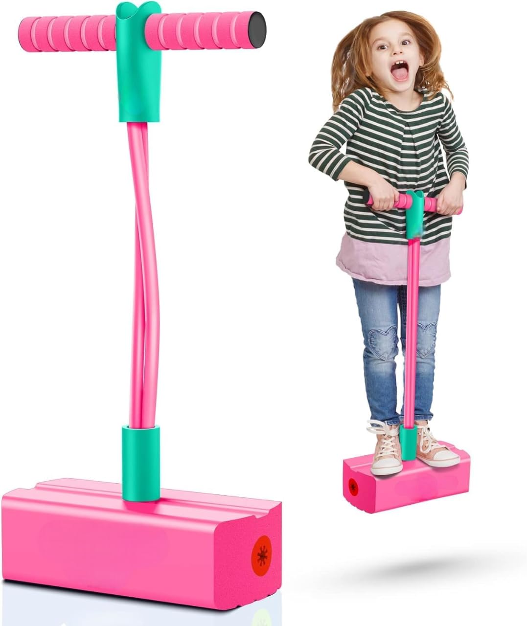 Foam Pogo Jumper for Kids – Fun Indoor Outdoor Jump Toy with Squeaky Sounds, Safe Soft Foam Base & Handles, Exercise Balance & Coordination – Boys & Girls Active Play Gift