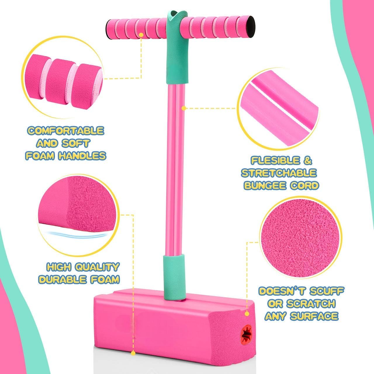 Foam Pogo Jumper for Kids – Fun Indoor Outdoor Jump Toy with Squeaky Sounds, Safe Soft Foam Base & Handles, Exercise Balance & Coordination – Boys & Girls Active Play Gift